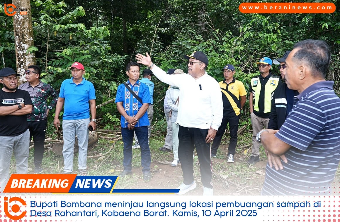Bupati Bombana Burhanuddin meninjau lokasi pembuangan sampah dekat sumber air warga di Desa Rahantari