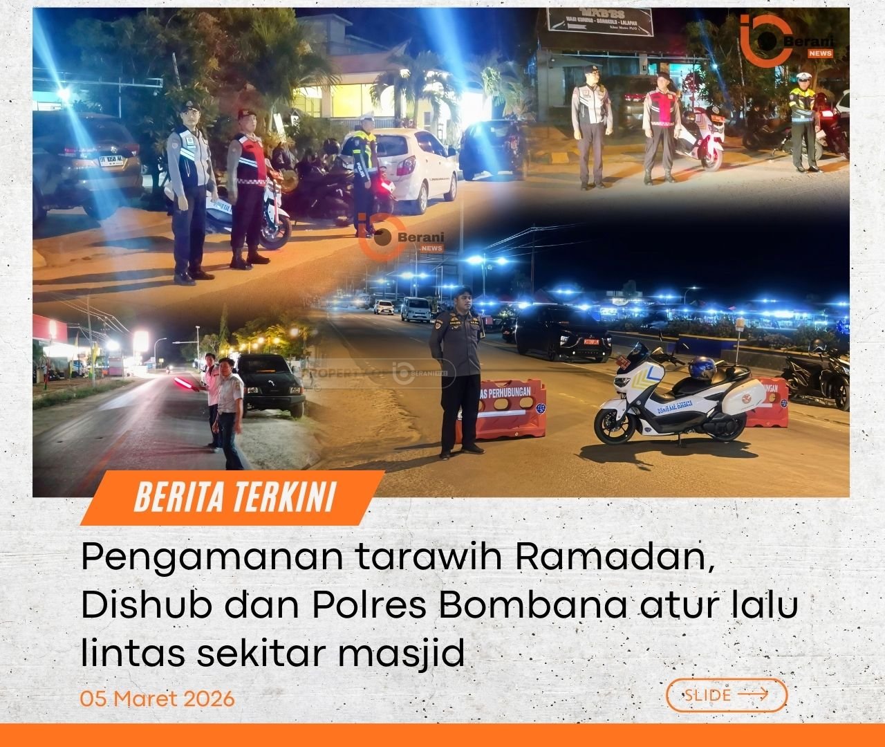 Dishub Bombana dan Polres Bombana mengatur lalu lintas saat Ramadan untuk kelancaran ibadah tarawih