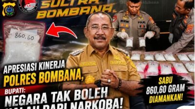 Bupati Bombana Burhanuddin apresiasi Polres Bombana ungkap kasus narkoba sabu 860 gram