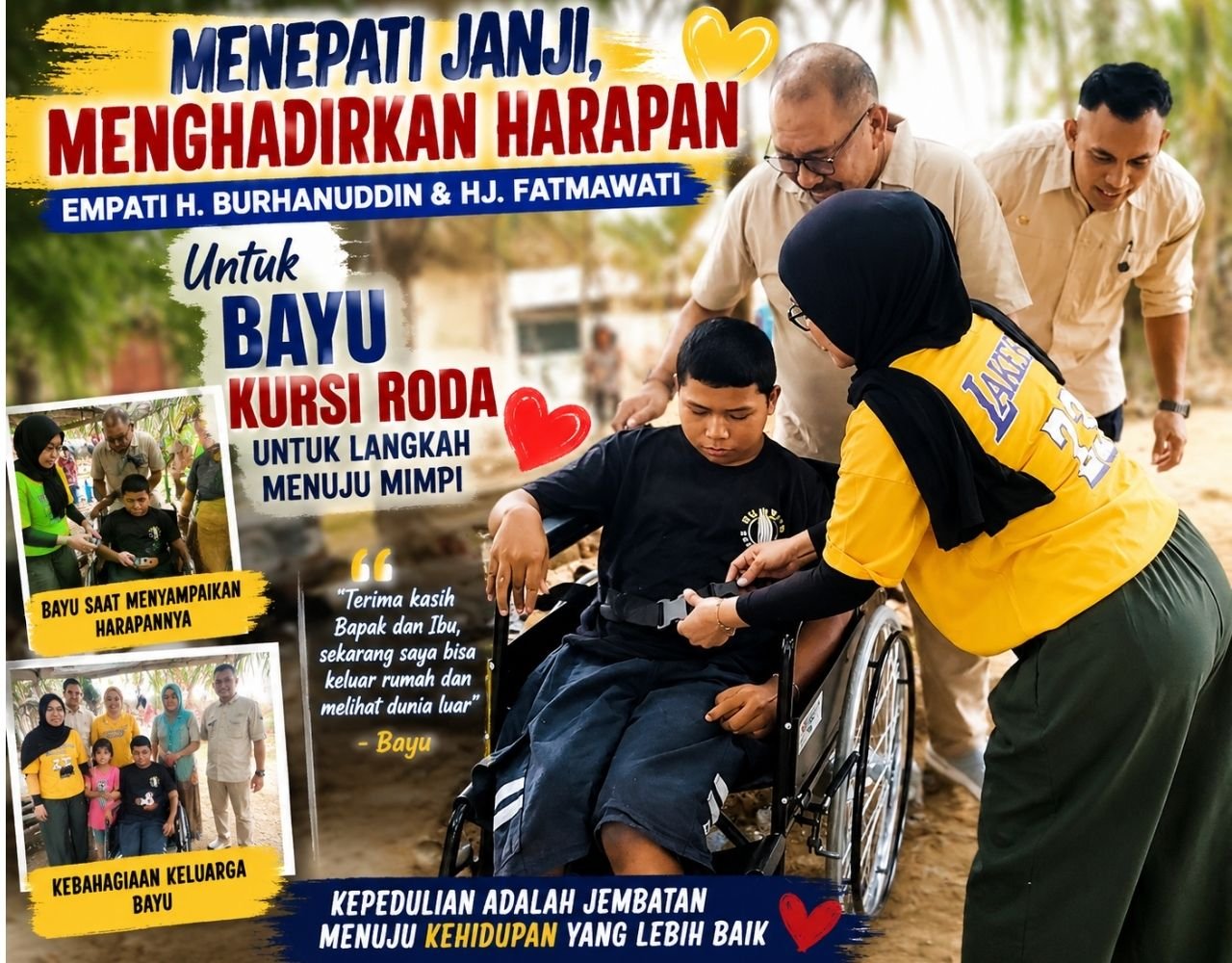 H. Burhanuddin dan Hj. Fatmawati menyerahkan bantuan kepada warga Tapuahi Bombana