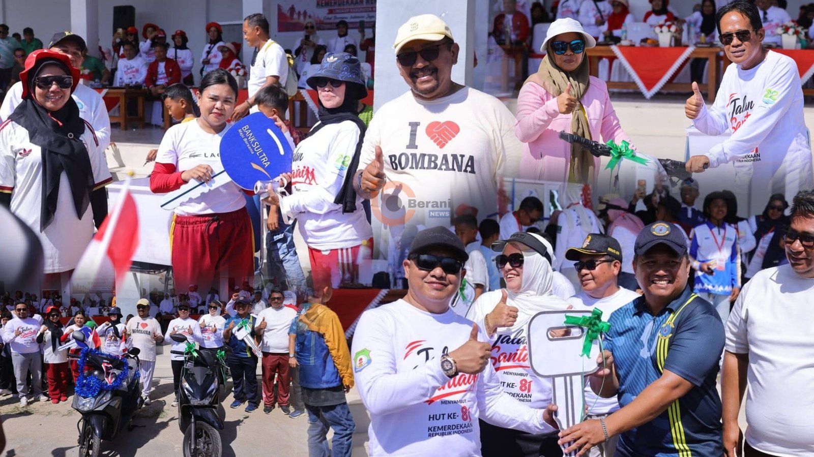 Bupati Bombana menyerahkan hadiah doorprize jalan santai HUT ke-81 RI